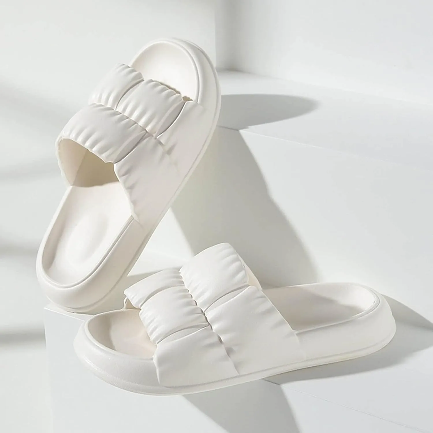 Women's Cloud Slides with Drainage Hole Water Shoe Beach Non Slip Sandals Lightweight Pillow Slippers for Women