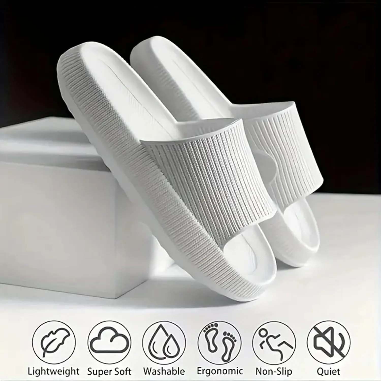 Women's Cloud Slippers Pillow Slippers Super Soft Recovery Non-Slip Sandals Lightweight Bathroom Sandals