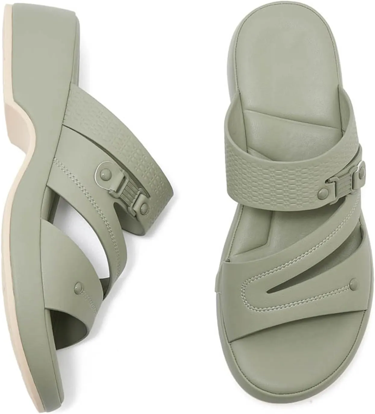 Womens Comfortable Wedge Sandals with Arch Support-Slip On Dressy Open Toe Summer Walking Shoes for Beach Vacation and Casual Wear
