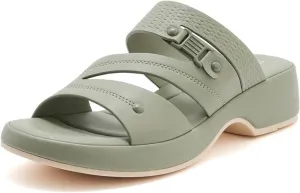 Womens Comfortable Wedge Sandals with Arch Support-Slip On Dressy Open Toe Summer Walking Shoes for Beach Vacation and Casual Wear