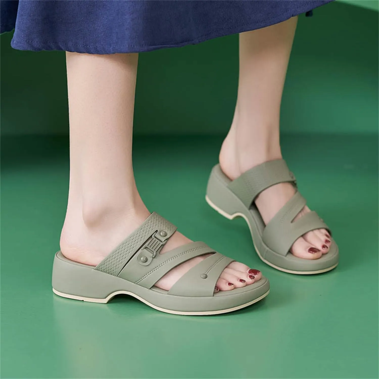 Womens Comfortable Wedge Sandals with Arch Support-Slip On Dressy Open Toe Summer Walking Shoes for Beach Vacation and Casual Wear