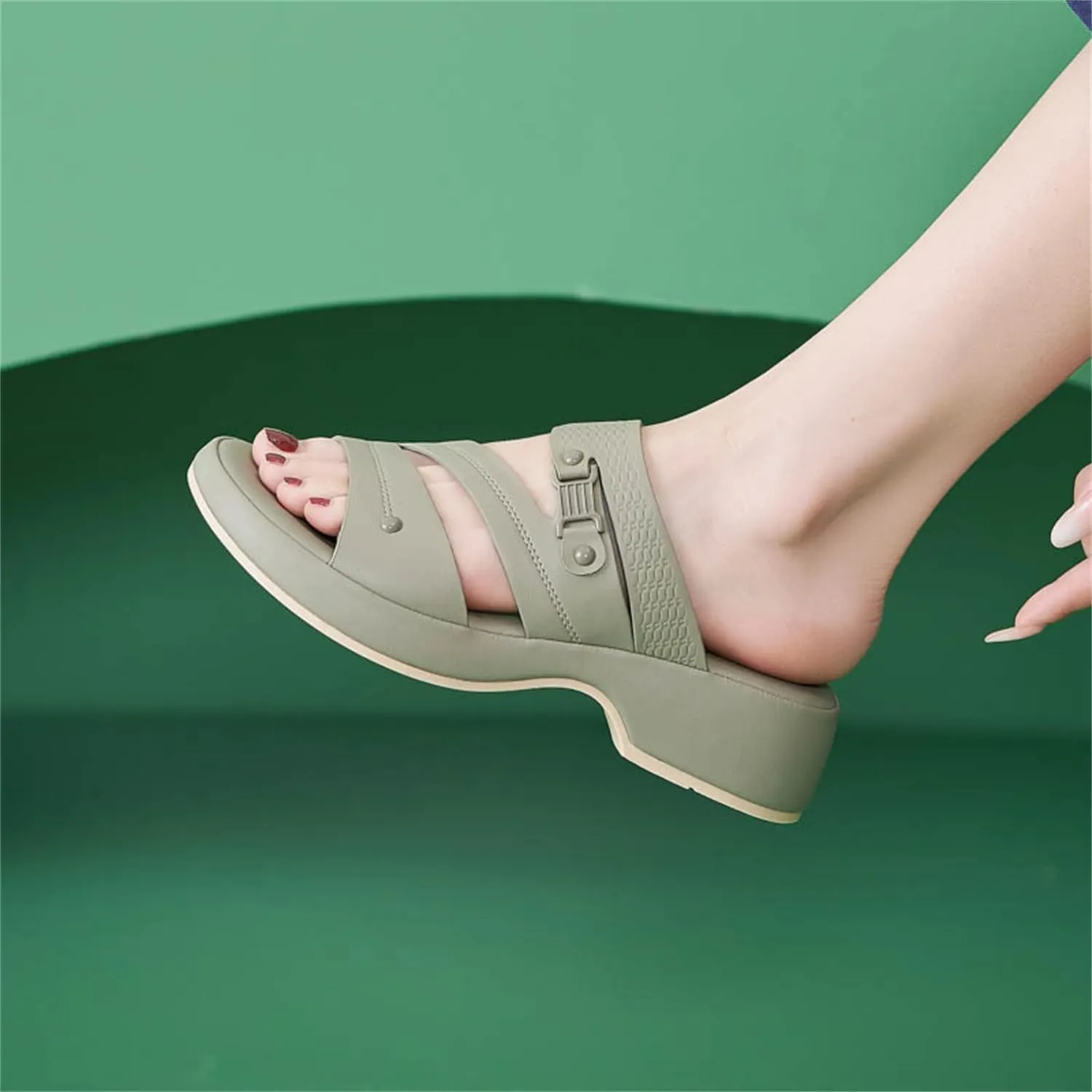 Womens Comfortable Wedge Sandals with Arch Support-Slip On Dressy Open Toe Summer Walking Shoes for Beach Vacation and Casual Wear