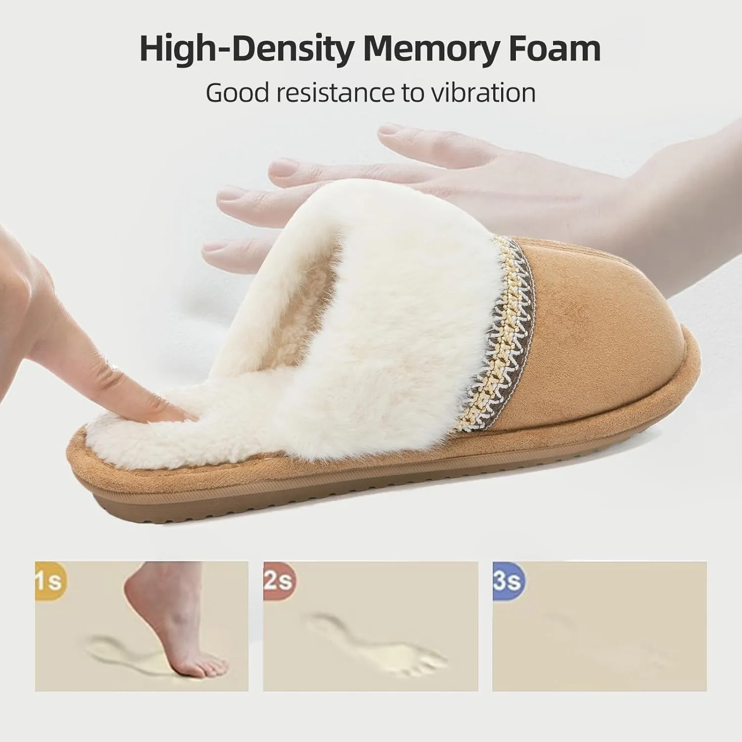 Women's Fuzzy Memory Foam Slippers Warm Gifts Trendy House Slippers Anti-Skid Rubber House Shoes for Women Mom Girlfriend Indoor Outdoor