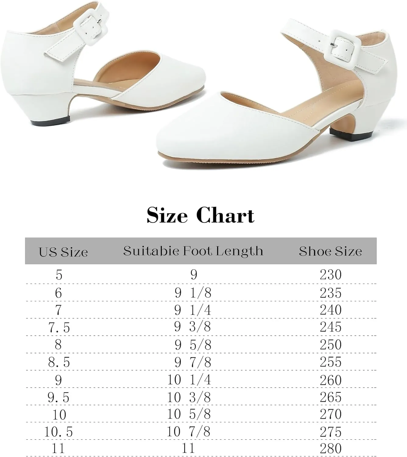 Women's Low Block Heels Ankle Buckle Strap Closed Toe Comfortable Chunky Heel Dress Work Pumps