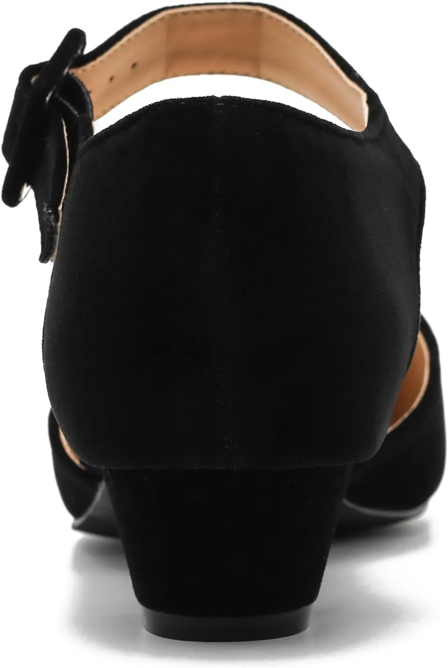 Women's Low Block Heels Ankle Buckle Strap Closed Toe Comfortable Chunky Heel Dress Work Pumps