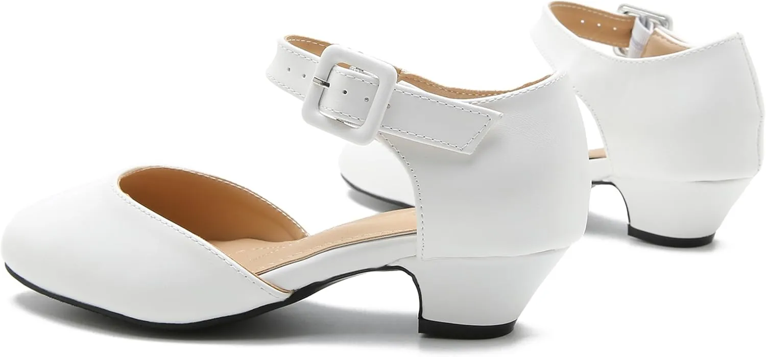 Women's Low Block Heels Ankle Buckle Strap Closed Toe Comfortable Chunky Heel Dress Work Pumps