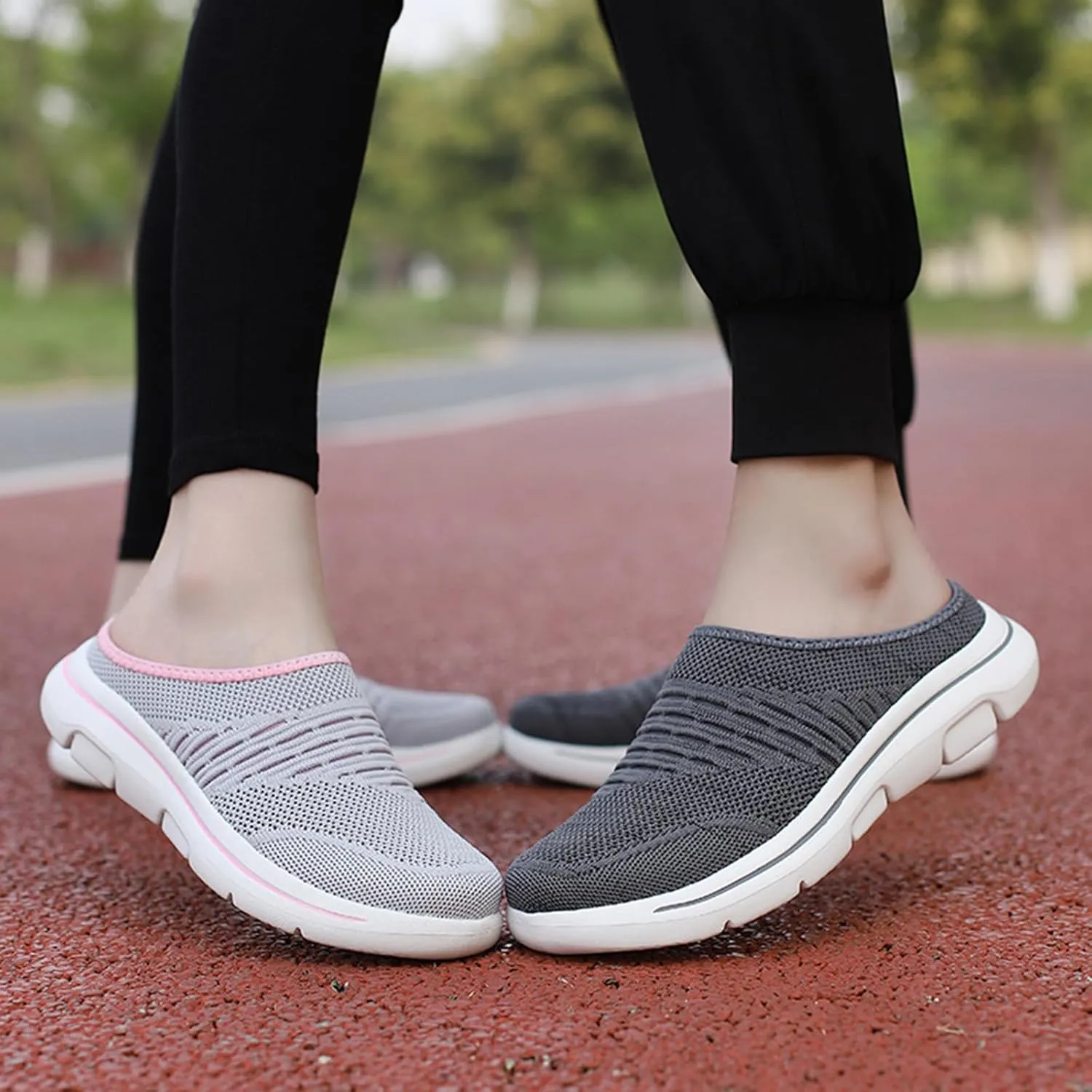 Women's Mesh Breathable Soft Sole Mules Sandals Casual Comfortable Outdoor Sports Wedge Shoes Arch Support Beach Sandals Closed Toe Slides Orthopedic Diabetic Shoes