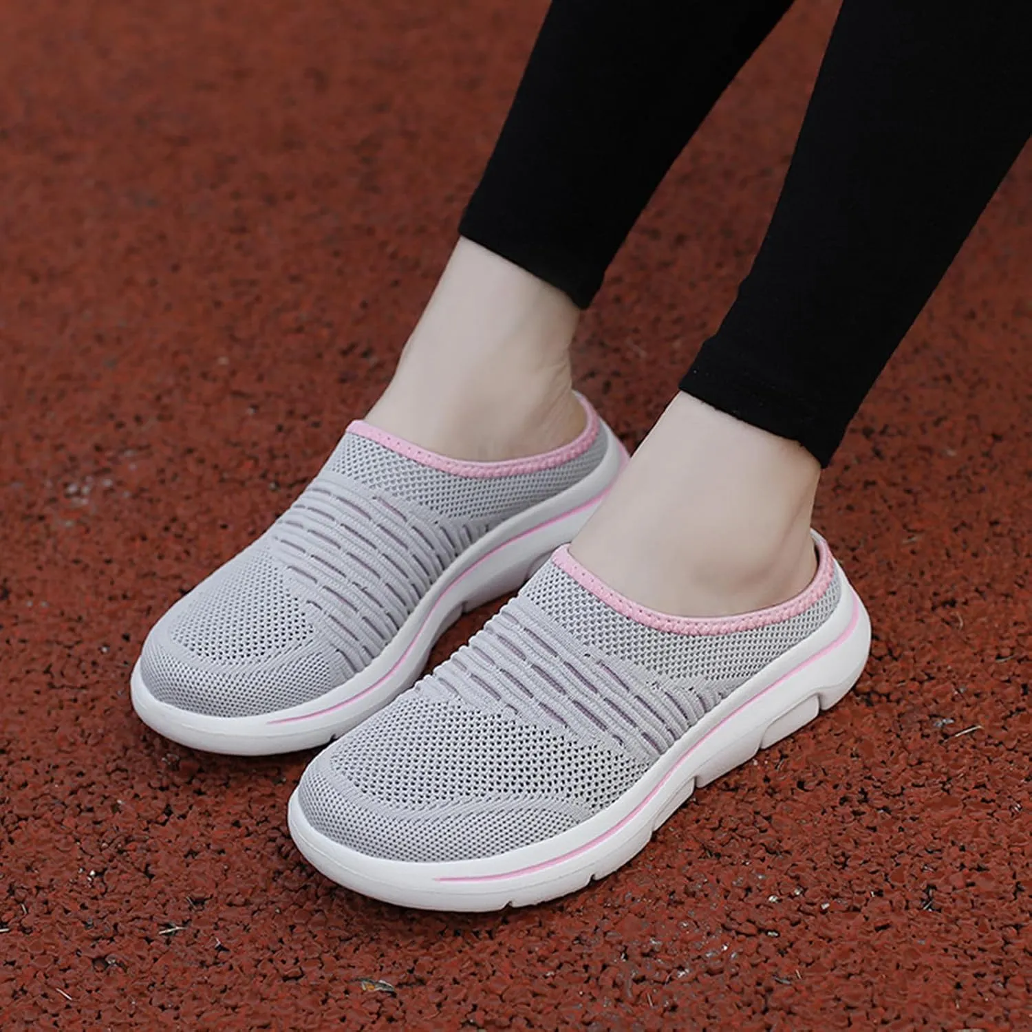 Women's Mesh Breathable Soft Sole Mules Sandals Casual Comfortable Outdoor Sports Wedge Shoes Arch Support Beach Sandals Closed Toe Slides Orthopedic Diabetic Shoes