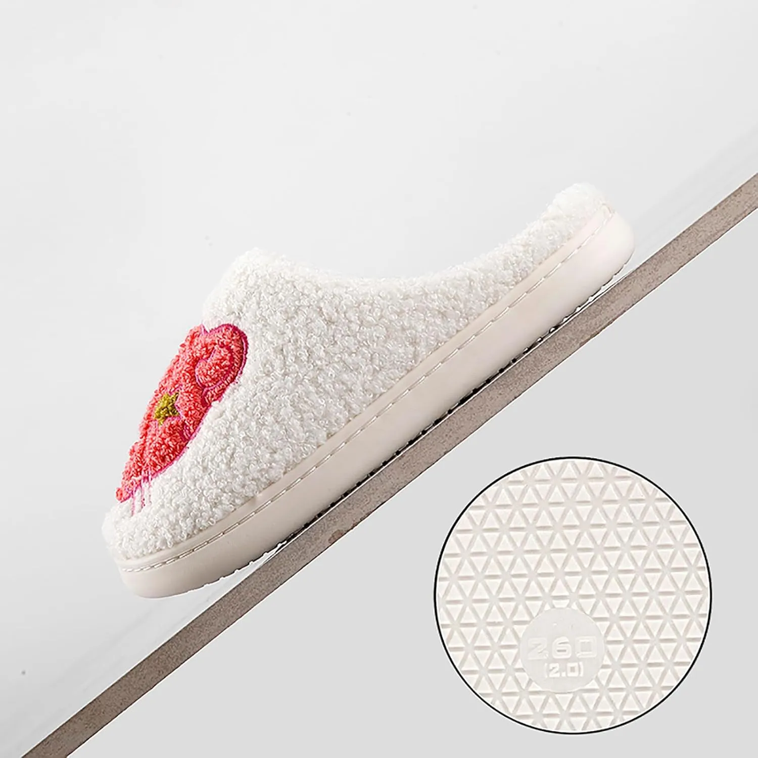 Women's Plush Heart Love Slippers - Blue Eyes Mushroom Cat Ears Retro Memory Foam Soft Plush Home Shoes
