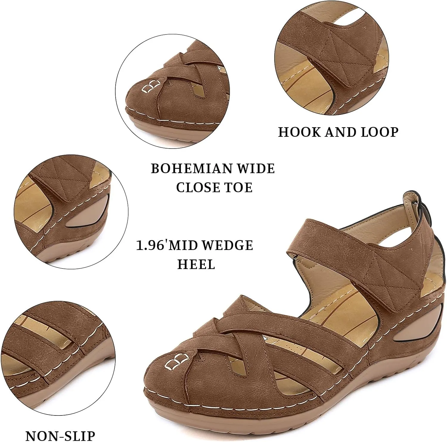 Womens Sandals Comfortable Flat Sandals:Summer Dressy Wedge Sandal Fashion Trendy Closed Toe Fisherman Sandal Hollow Out Sandals 2025
