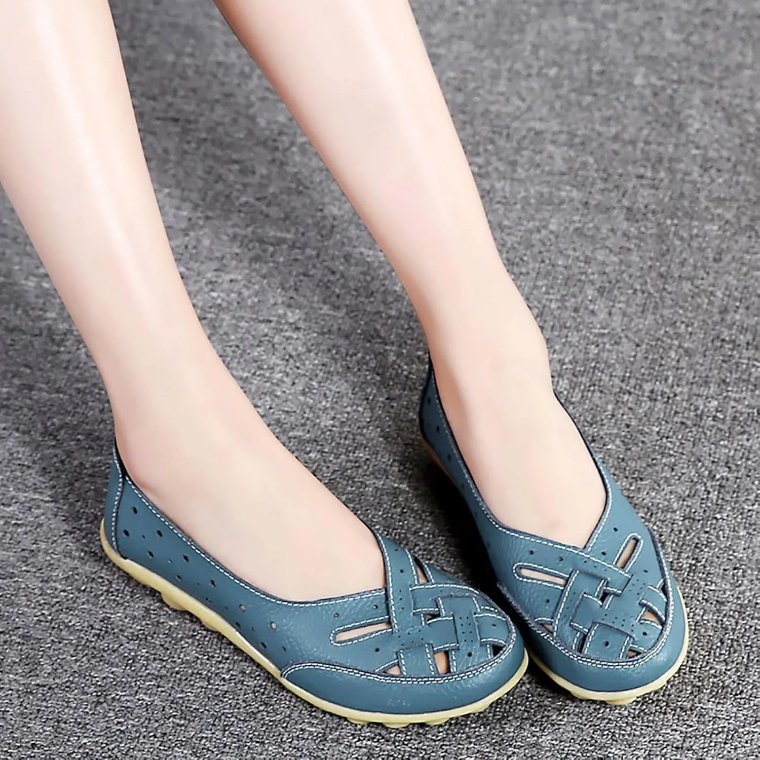 Women's Shoes Lady Sandals Leather Ankle Casual Slipper Soft Shoes Flip Flops That Fold Women's Sandal