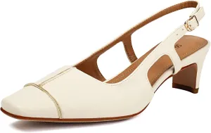 Women's Slingback Low Block Heels Square Toe Office Work Pumps Comfortable Dress Shoes