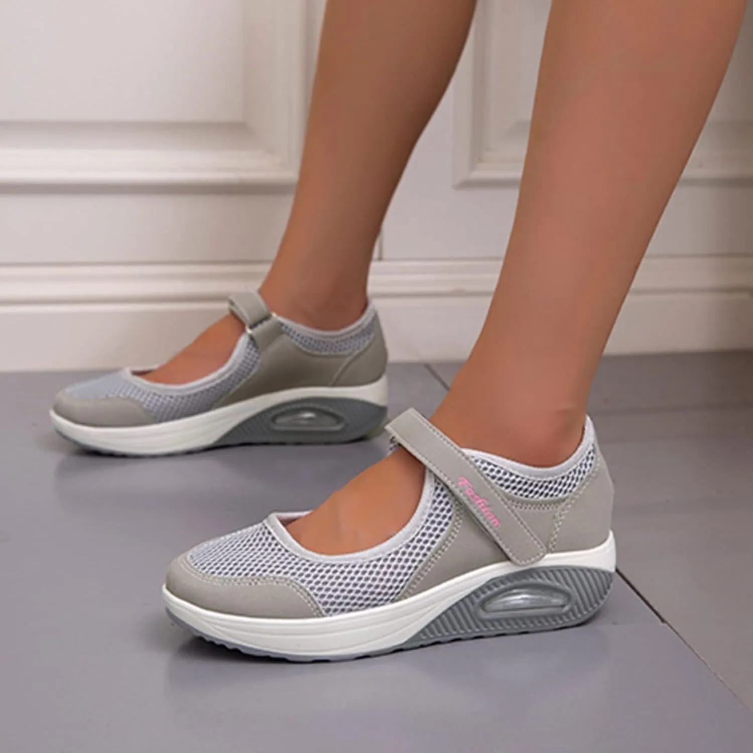 Women's Slip on Loafer Shoes Breathable mesh Casual Running Shoes Comfortable Mesh Slip on Easy Sneakers (Color : Gray, Size : 8.5 US)