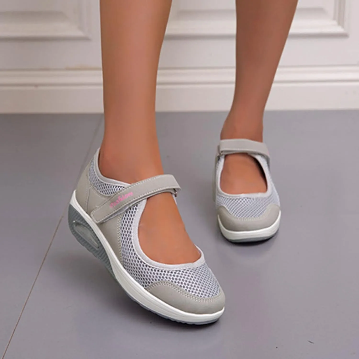 Women's Slip on Loafer Shoes Breathable mesh Casual Running Shoes Comfortable Mesh Slip on Easy Sneakers (Color : Gray, Size : 8.5 US)