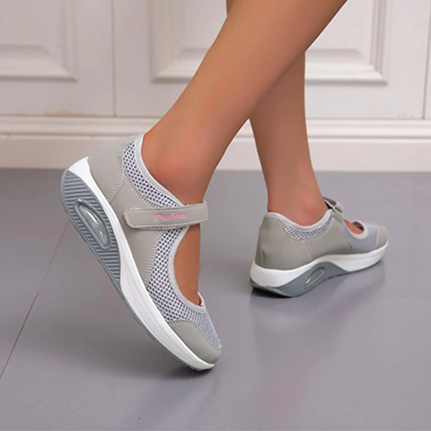 Women's Slip on Loafer Shoes Breathable mesh Casual Running Shoes Comfortable Mesh Slip on Easy Sneakers (Color : Gray, Size : 8.5 US)
