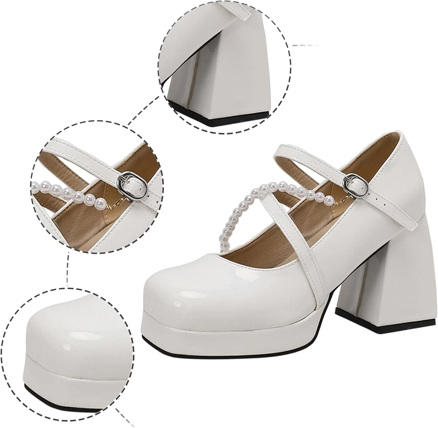 Women's Versatile Sandals Chunky Heeled Square Head Color Sandals Beaded Big Yard Womens