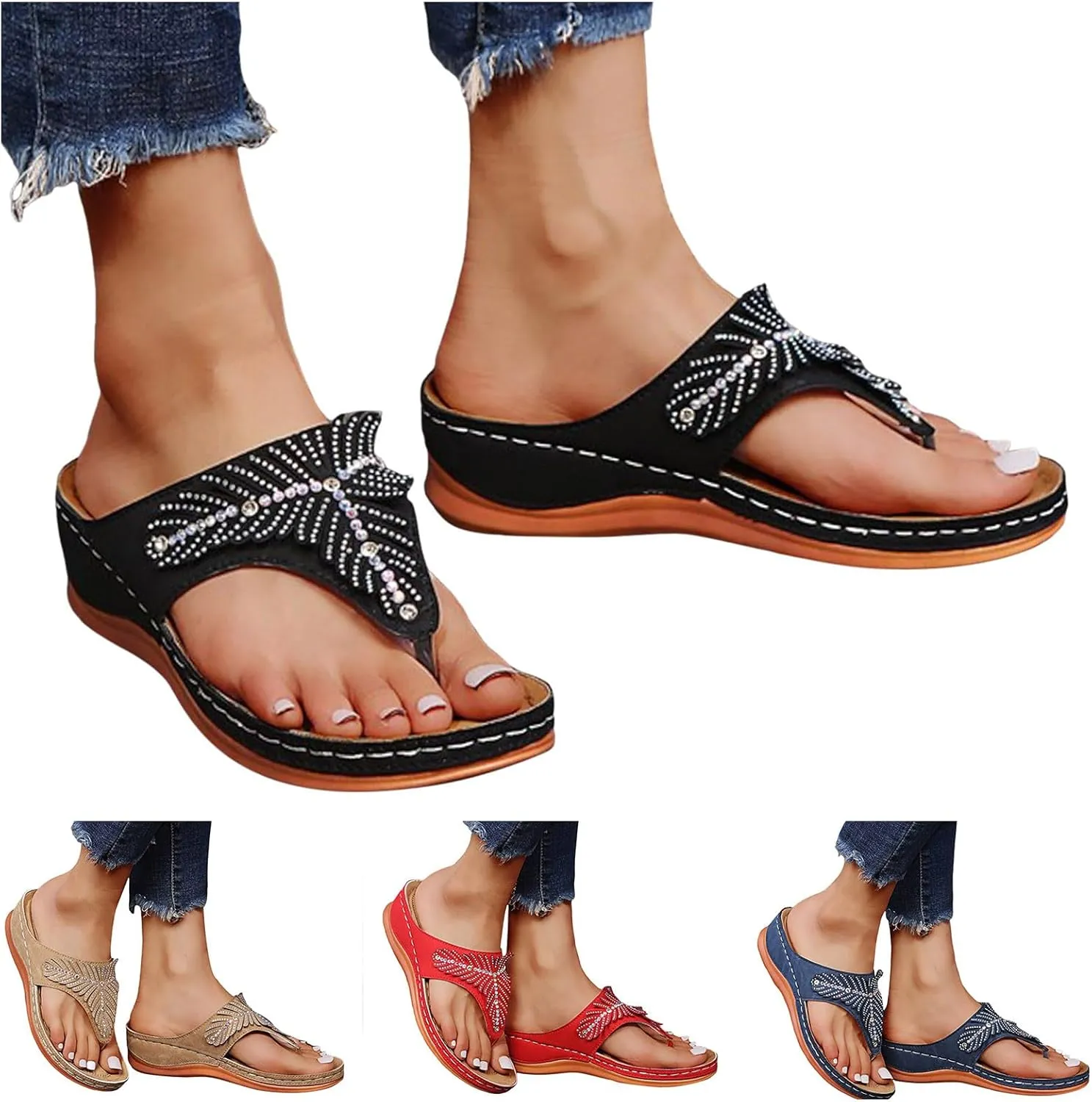 Women's Wedge Non Slip Sandals Casual Summer Wedge Heels Shoes Banquet Sandals Non Slip Slides Sandals