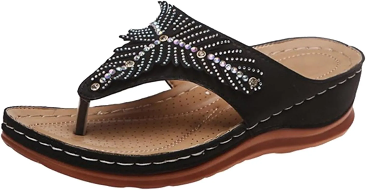 Women's Wedge Non Slip Sandals Casual Summer Wedge Heels Shoes Banquet Sandals Non Slip Slides Sandals