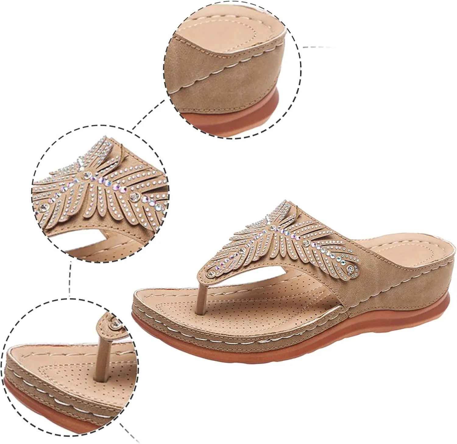 Women's Wedge Non Slip Sandals Casual Summer Wedge Heels Shoes Banquet Sandals Non Slip Slides Sandals
