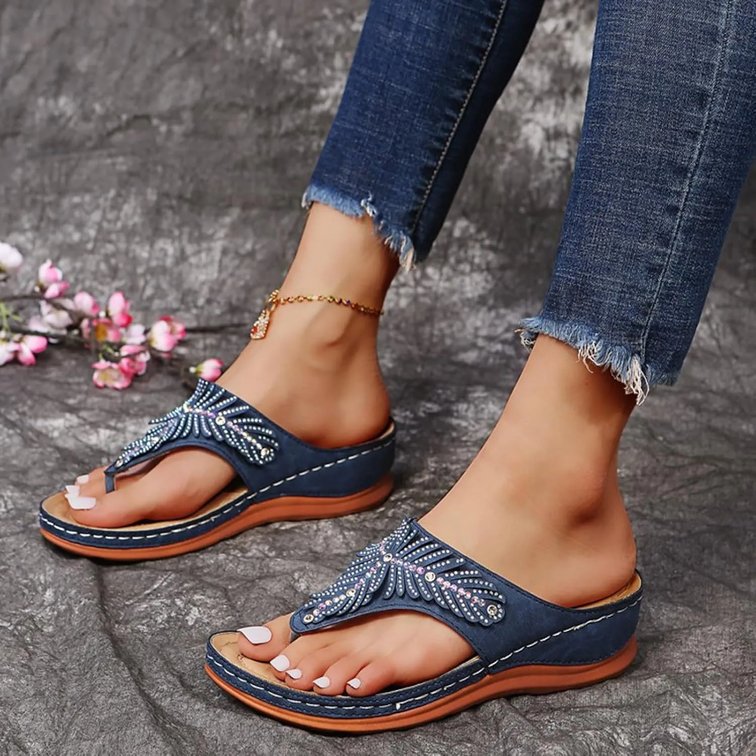 Women's Wedge Non Slip Sandals Casual Summer Wedge Heels Shoes Banquet Sandals Non Slip Slides Sandals
