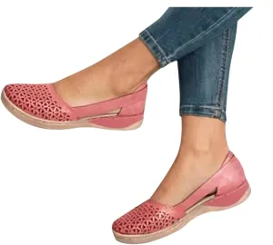 Women's Wedges Orthopedic Sandals Casual Beach Shoes Closed Toe Round Toe Hollowed Out Comfy Breathable Sandals