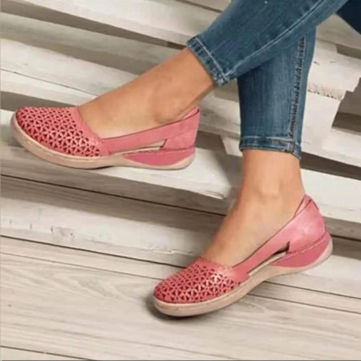 Women's Wedges Orthopedic Sandals Casual Beach Shoes Closed Toe Round Toe Hollowed Out Comfy Breathable Sandals