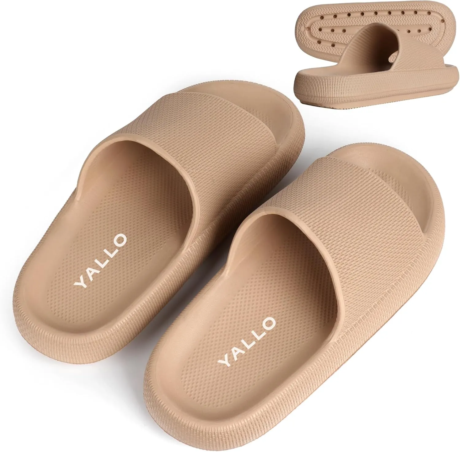 Yallo Cloud Pillow Slippers, Non-Slip Quick Drying Shower Shoes, Thick Sole Slides, Super Soft Slides Shoes, Women & Men Sandals or Indoor & Outdoor