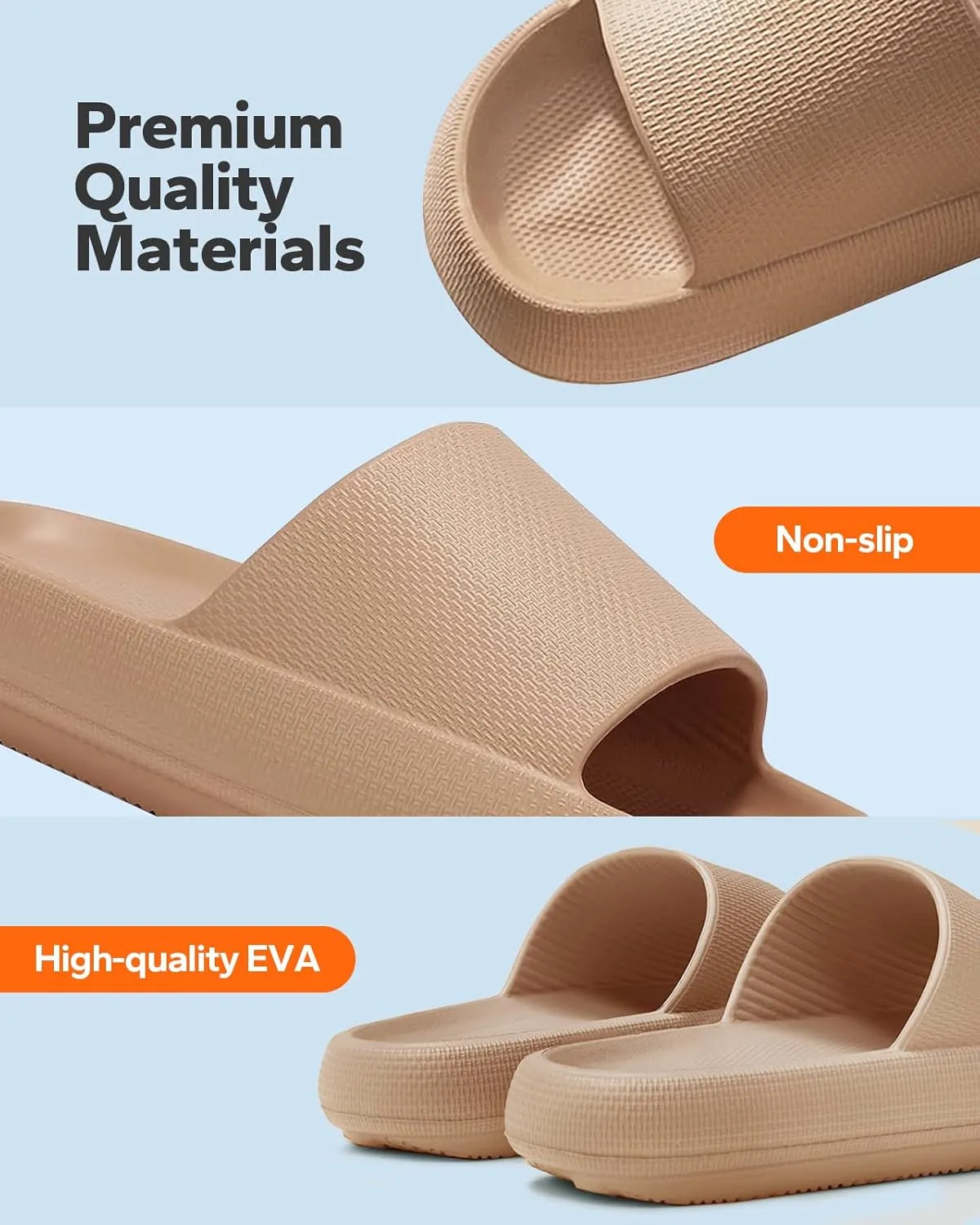 Yallo Cloud Pillow Slippers, Non-Slip Quick Drying Shower Shoes, Thick Sole Slides, Super Soft Slides Shoes, Women & Men Sandals or Indoor & Outdoor