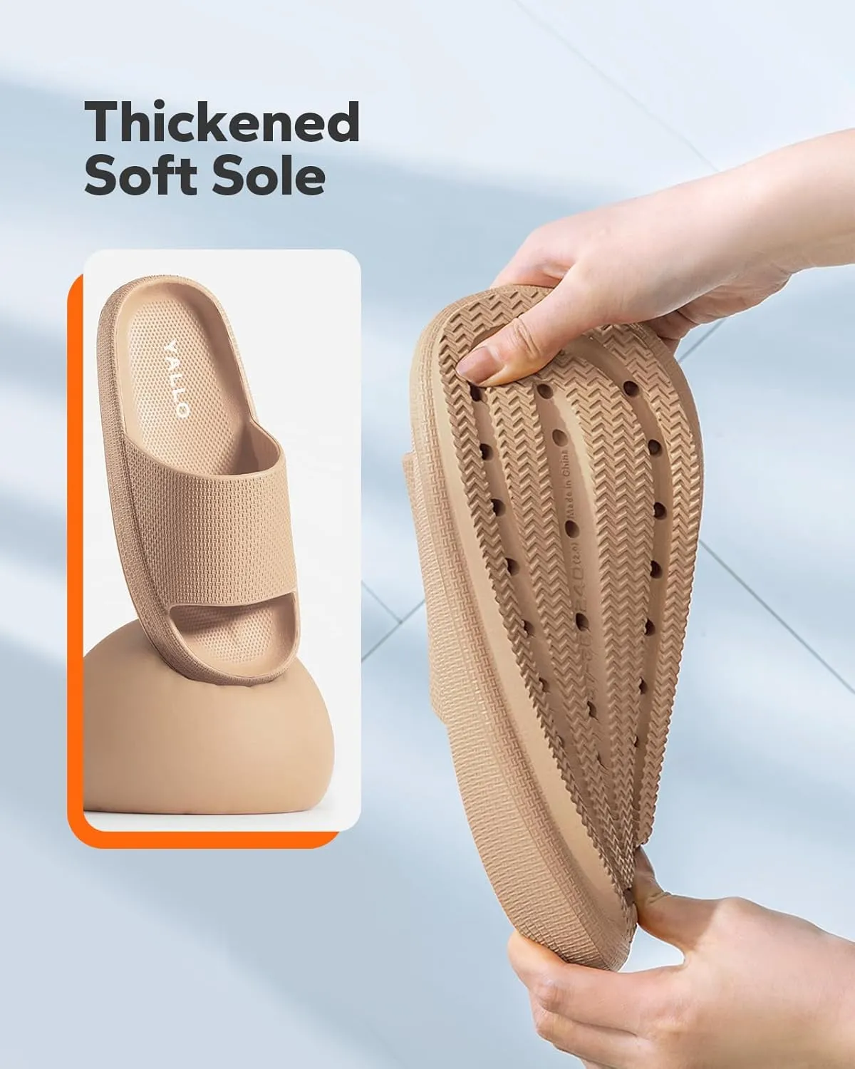 Yallo Cloud Pillow Slippers, Non-Slip Quick Drying Shower Shoes, Thick Sole Slides, Super Soft Slides Shoes, Women & Men Sandals or Indoor & Outdoor