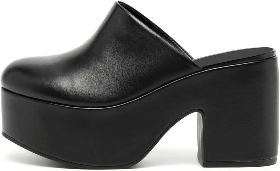 YDN Women Casual Block Heel Mules Cozy Platform Chunky Sandals Closed Toe Slip On Clogs Party Dress Daily Shoes Size 4-15 US