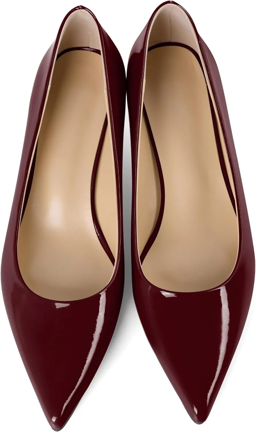 YODEKS Womens Kitten Heel Pumps Pointy Toe Low Kitten Heels Slip On 2 Inch Office Dress Shoes
