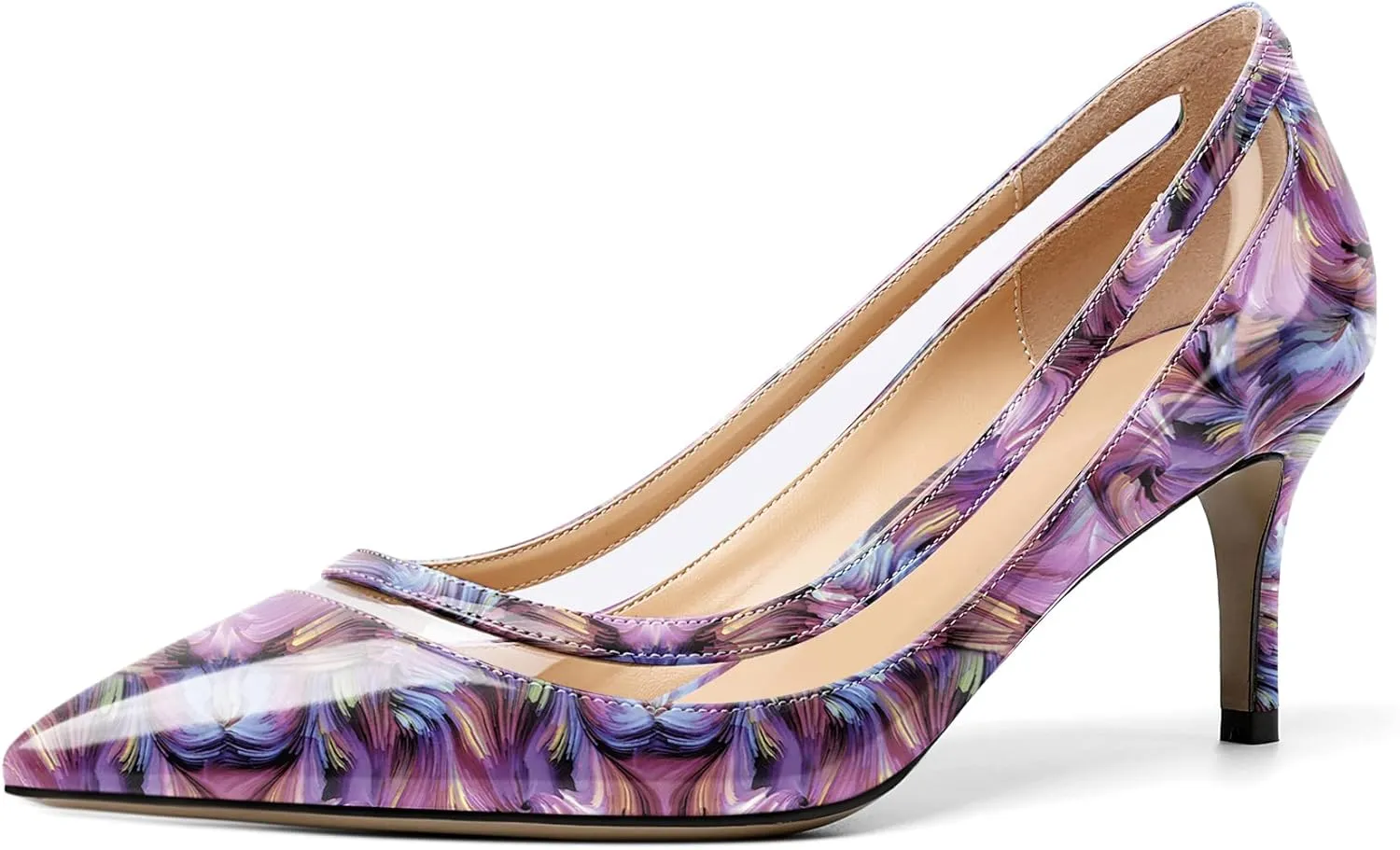 YODEKS Women's Low Heels Pumps Pointy Toe Kitten Heel Daily Pumps Office Work Shoes for Bridal Evening Prom