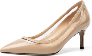 YODEKS Women's Low Heels Pumps Pointy Toe Kitten Heel Daily Pumps Office Work Shoes for Bridal Evening Prom