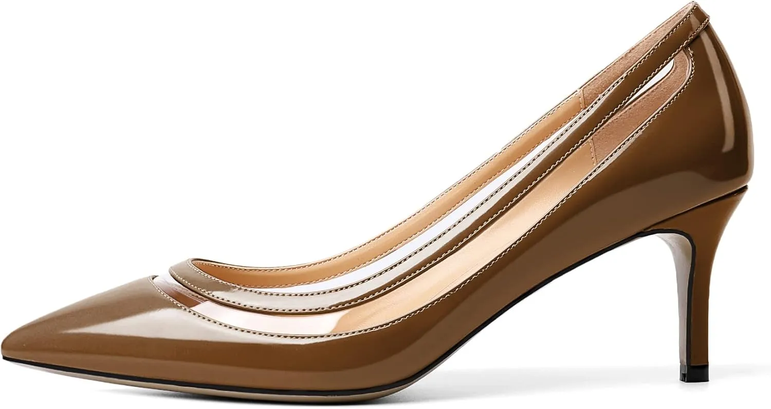 YODEKS Women's Low Heels Pumps Pointy Toe Kitten Heel Daily Pumps Office Work Shoes for Bridal Evening Prom