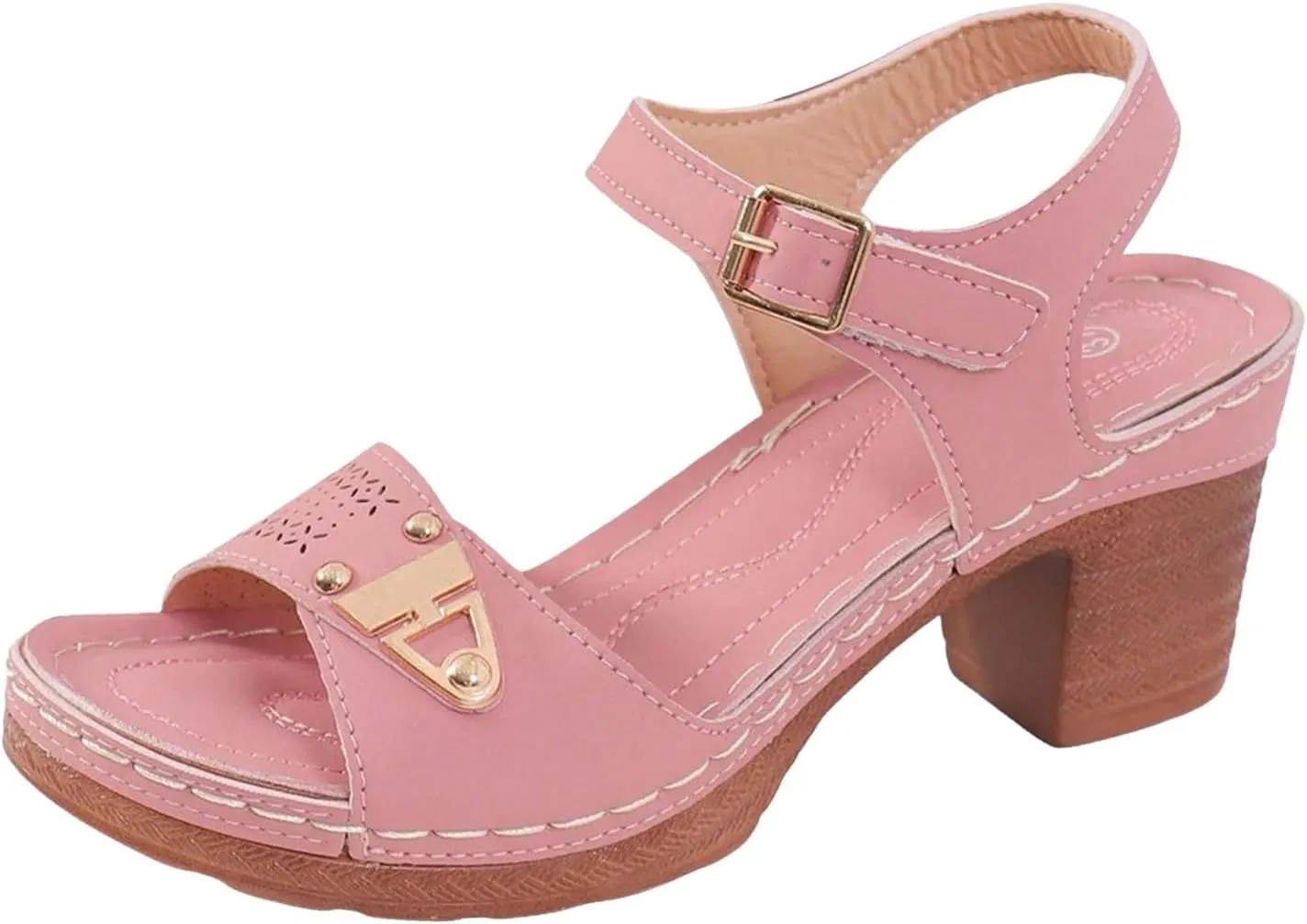 ZSpzx Women'S Open Toe Ankle Strap Low Block Chunky Heels Sandals Mid High Heel Comfortable Sandal Platform Summer Adjustable Wide Width Walking Dress Indoor Outdoor Shoes for Daily Wear